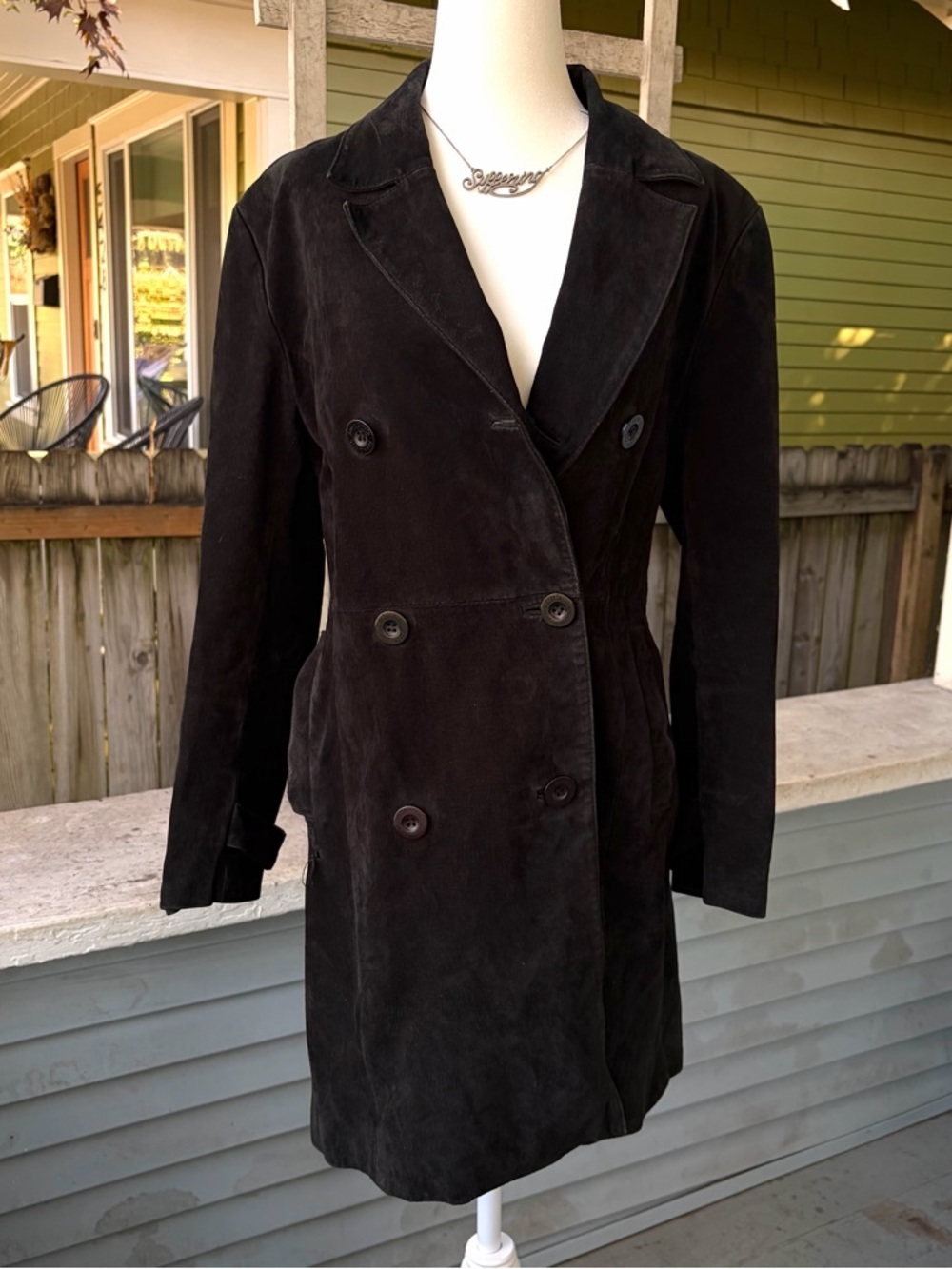 Vintage y2k Black Suede Long Jacket